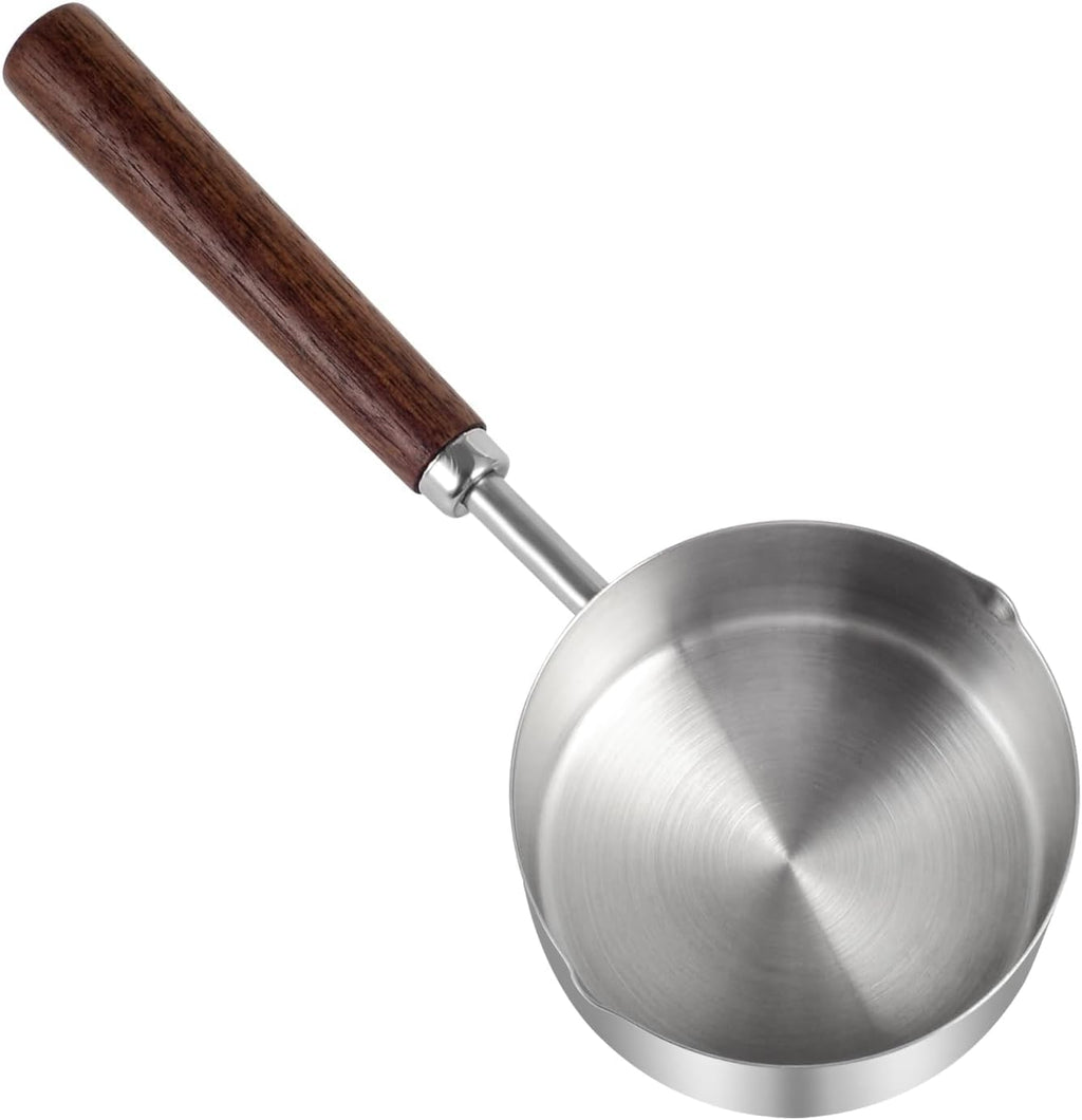 Dog Food Scoop, 1 Cup and 1/2 Cup, 304 Stainless Steel | Pet Food Scoop Measuring Cup with Wooden Handle, Set of 2