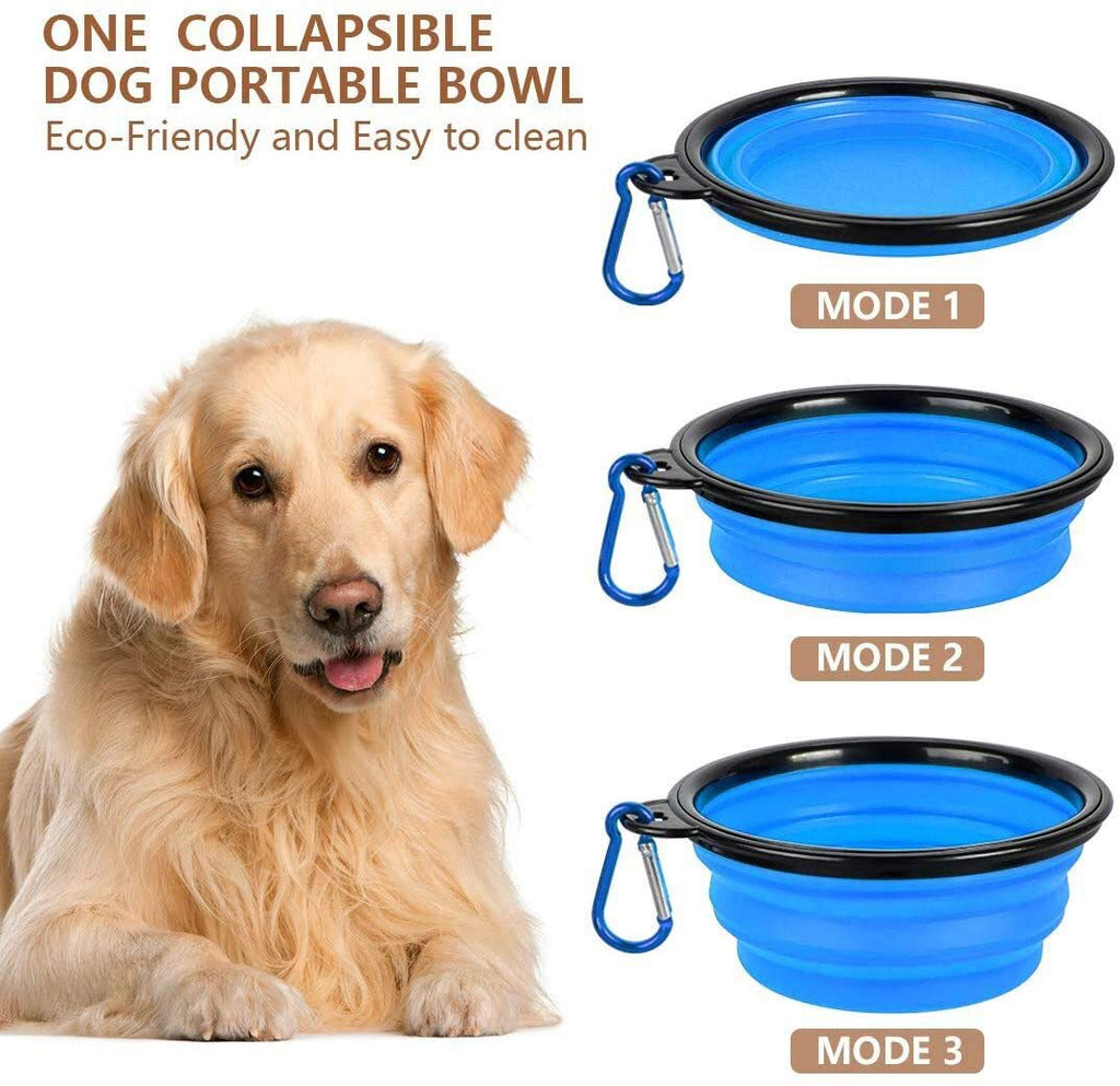 TIOVERY Dog Food Storage Container, 5-7 Lbs Airtight Pet Food Container, Cat food Container Dispenser with Portable Handle, Pouring Spout and a Collapsible bowl for Dogs Cats Navy Blue/6Qt