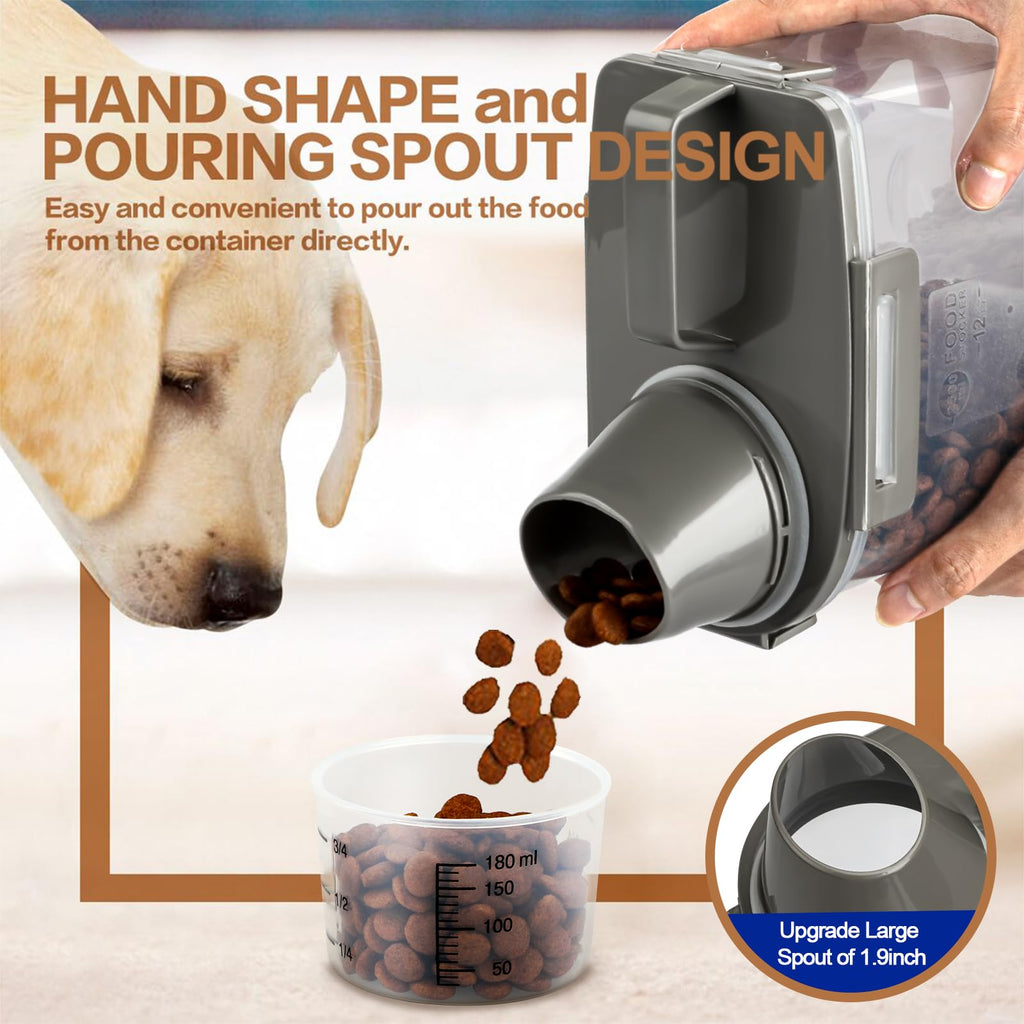 TIOVERY Dog Food Storage Container, 5-7 Lbs Airtight Pet Food Container, Cat food Container Dispenser with Portable Handle, Pouring Spout and a Collapsible bowl for Dogs Cats Navy Blue/6Qt