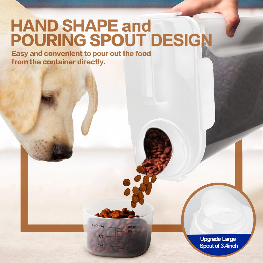 TIOVERY Dog Food Storage Container, 5-7 Lbs Airtight Pet Food Container, Cat food Container Dispenser with Portable Handle, Pouring Spout and a Collapsible bowl for Dogs Cats Navy Blue/6Qt