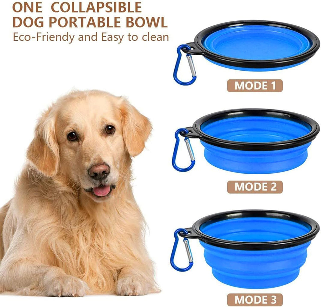 TIOVERY Dog Food Storage Container, 5-7 Lbs Airtight Pet Food Container, Cat food Container Dispenser with Portable Handle, Pouring Spout and a Collapsible bowl for Dogs Cats Navy Blue/6Qt