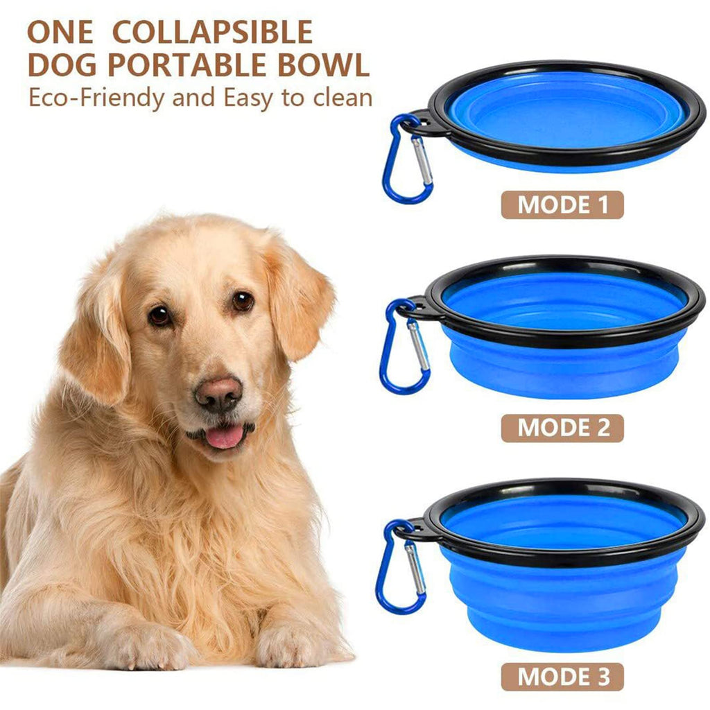 TIOVERY Dog Food Storage Container, 5-7 Lbs Airtight Pet Food Container, Cat food Container Dispenser with Portable Handle, Pouring Spout and a Collapsible bowl for Dogs Cats Navy Blue/6Qt