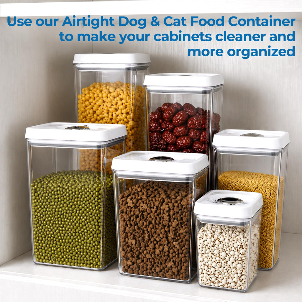 UFORU Dog and Cat Food Storage Containers, 3.1 and 4.4 Qt Airtight 2-Pack | Twist-Lock Lid, Kibble and Pet Treats, BPA-Free Material, Space-Saving Stackable Design, Easy One-Touch Opening